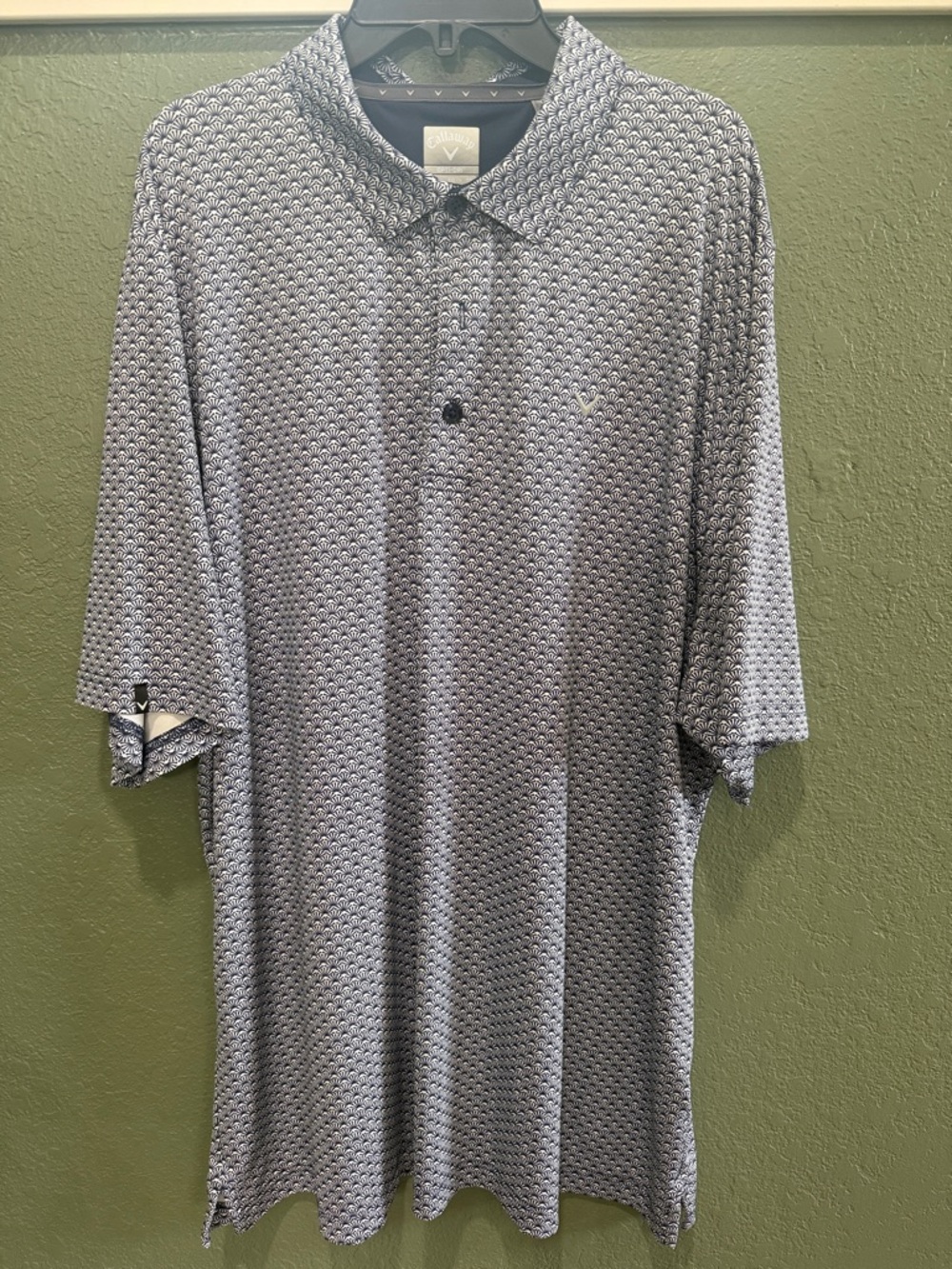 Callaway Men’s Navy and White Micro-Pattern Polo